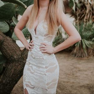 White crochet lace maxi dress